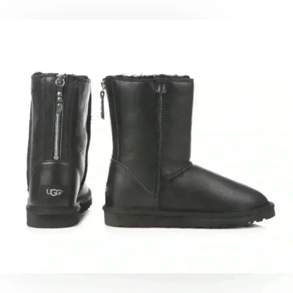 UGG Australia Classic Zip Black Leather Boots size 6 - Picture 14 of 14